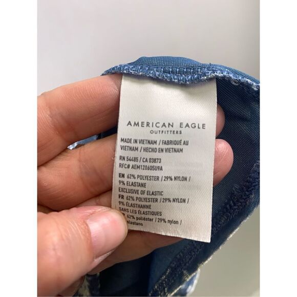 American Eagle Blue Velvet Blouse Size M - Picture 7 of 7